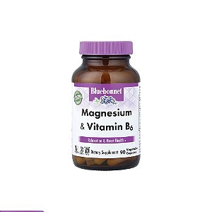 Magnésio Quelato + Vitamina B6 Magnesium Vitamin B6 90 Cápsulas - Bluebonnet Nutrition