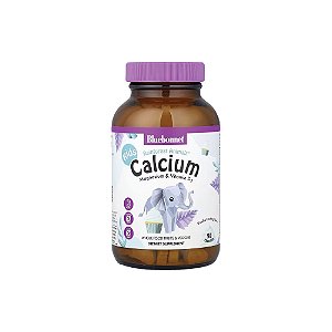 Cálcio Magnésio e Vitamina D3 Infantil Rainforest Animalz Sabor Baunilha 90 Mastigáveis - Bluebonnet Nutrition