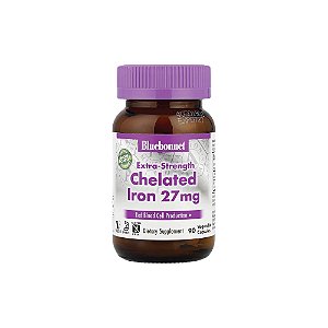 Ferro Quelado Força Extra 27mg Chelated Iron 90 Cápsulas - Bluebonnet Nutrition
