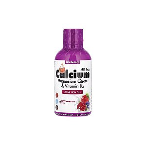 Citrato de Cálcio e Magnésio Líquido + Vitamina D3 Sabor Frutas Vermelhas 472ml - Bluebonnet Nutrition