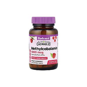 Metil-cobalamina Vitamina B12 Mastigável EarthSweet Sabor Framboesa 1.000mcg 60 Mastigáveis - Bluebonnet Nutrition
