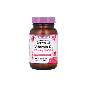 Vitamina D3 Mastigável EarthSweet Sabor Framboesa 1.000 UI (25mcg) 90 Mastigáveis - Bluebonnet Nutrition
