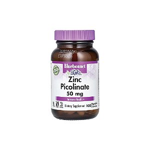 Picolinato de Zinco 50mg Zinc Picolinate 100 Cápsulas Vegetais - Bluebonnet Nutrition