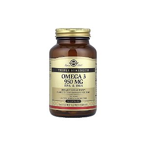 Ômega-3 EPA e DHA Dosagem Tripla Triple Strength Omega-3 950mg 50 Softgels - Solgar