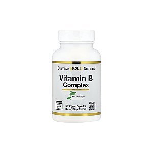 Vitaminas do Complexo B com Folato Biotina Ácido Pantotênico e Vitamina B6 60 Cápsulas Vegetais - California Gold Nutrition