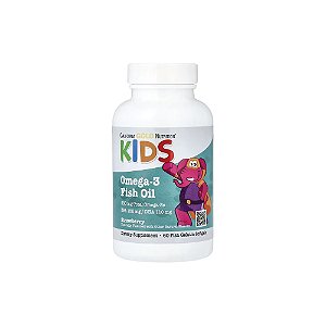 Ômega-3 de Óleo de Peixe para Crianças Sabor Natural de Morango 60 Cápsulas Cápsulas Gelatinosas de Gelatina de Peixe - California Gold Nutrition