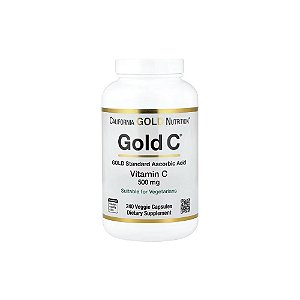 Gold C® Vitamina C de Classe USP 500 mg 240 Cápsulas Vegetais - California Gold Nutrition