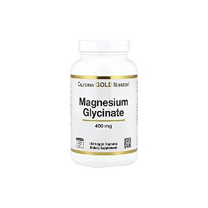 Glicinato de Magnésio 180 Cápsulas Vegetais (133 mg por Cápsula) - California Gold Nutrition