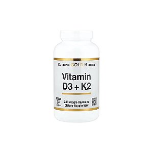 Vitamina D3 + K2 240 Cápsulas Vegetais - California Gold Nutrition