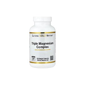 Complexo Triplo de Magnésio Malato Citrato e Bisglicinato Quelato 120 Cápsulas Vegetais - California Gold Nutrition
