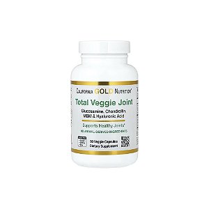 Fórmula de Suporte às Articulações Total Veggie Articulações com Glicosamina Condroitina MSM e Ácido Hialurônico 90 Cápsulas Vegetais - California Gold Nutrition
