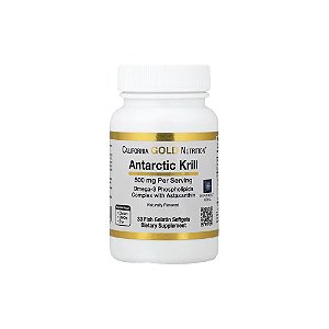 Óleo de Krill Antártico Complexo de Fosfolipídios Ômega-3 com EPA DHA e Astaxantina 500 mg 30 Cápsulas Gelatinosas - California Gold Nutrition