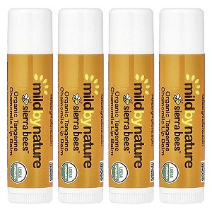 Bálsamo Labial Orgânico Tangerina e Camomila 4 Unidades 4,25 g Cada - Mild By Nature