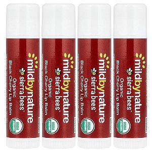 Sierra Bees™ Bálsamos Labiais Orgânicos Cereja Negra 4 Unidades 4,25 g Cada - Mild By Nature