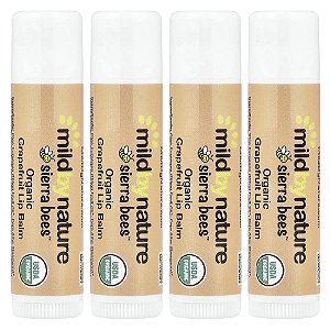 Sierra Bees™ Balms Labiais Orgânicos Toranja Embalagem com 4 Unidades 4,25 g Cada - Mild By Nature
