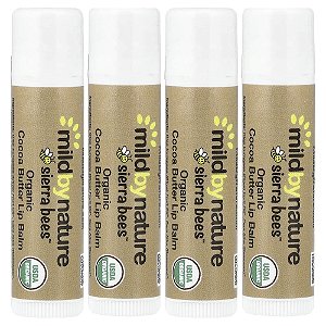 Sierra Bees™ Bálsamos Labiais Orgânicos Manteiga de Cacau 4 Unidades 4,25 g Cada - Mild By Nature