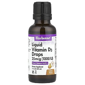 Vitamina D3 Líquida em Gotas Cítricos 25 mcg (1.000UI) 30 ml - Bluebonnet Nutrition