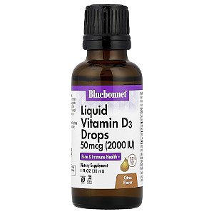 Vitamina D3 Líquida em Gotas Cítrico 50 mcg (2.000UI) 30 ml - Bluebonnet Nutrition