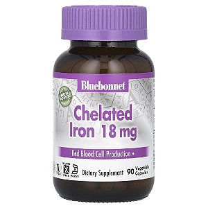 Ferro Quelado 18 mg 90 Cápsulas Vegetais - Bluebonnet Nutrition