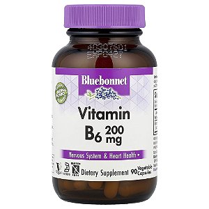 Vitamina B6 200 mg 90 Cápsulas Vegetais - Bluebonnet Nutrition