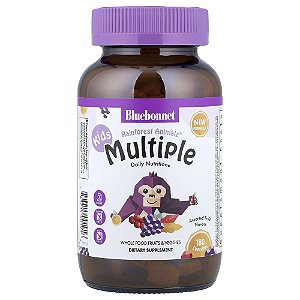 Rainforest Animalz Multivitamínico para Crianças Frutas Sortidas 180 gomas - Bluebonnet Nutrition