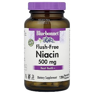 Flush Free Niacina 500 mg 120 Cápsulas Vegetais - Bluebonnet Nutrition