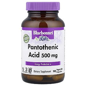 Ácido Pantotênico 500 mg 90 Cápsulas Vegetais - Bluebonnet Nutrition
