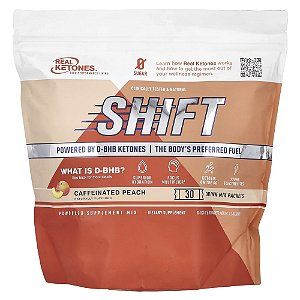 Shift Pêssego Cafeinado 30 Embalagens de Mistura para Bebidas 6,9 g Cada - Real Ketones