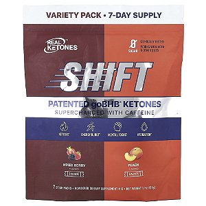 Shift Turbinada com Cafeína Embalagem Variada Frutos Silvestres Mistos Pêssego 7 Sachês 7,3 g Cada - Real Ketones