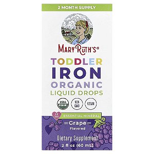 Ferro em Gotas Orgânicas para Crianças Pequenas 1 a 3 Anos Uva 60 ml - MaryRuth's
