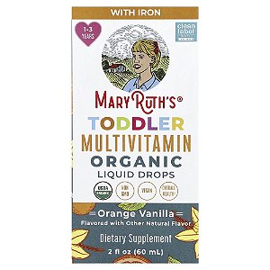 Multivitamínico Orgânico Líquido para Crianças Pequenas com Ferro 1 a 3 Anos Laranja e Baunilha 60 ml - MaryRuth's