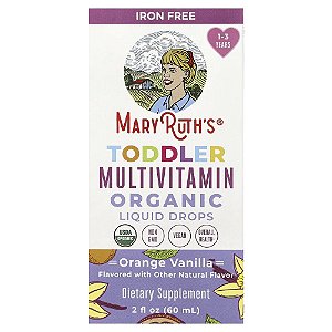 Orgânico para Bebês Gotas Líquidas Multivitamínicas 1 a 3 Anos Baunilha e Laranja 60 ml - MaryRuth's