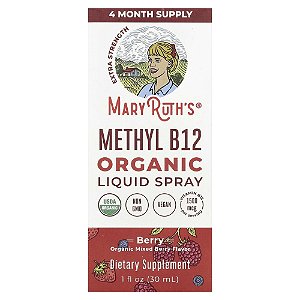 Spray Líquido de Methyl Vitamina B12 Orgânico Fruto Silvestre 1500 mcg 30 ml - MaryRuth's