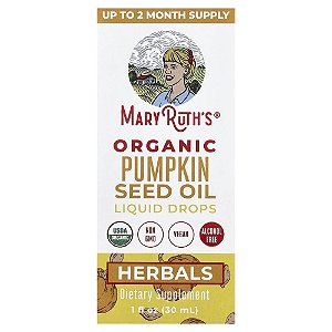 Gotas Líquidas de Óleo da Semente de Abóbora Orgânica Sem Álcool 459 mg 30 ml - MaryRuth's