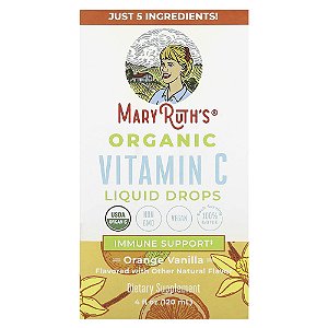 Gotas Líquidas de Vitamina C Orgânica Laranja e Baunilha 120 ml - MaryRuth's