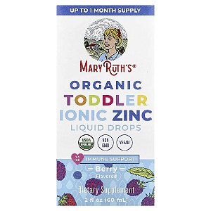 Gotas Líquidas de Zinco Iônico Orgânico para Crianças 1 a 3 Anos Frutos Silvestres 60 ml - MaryRuth's