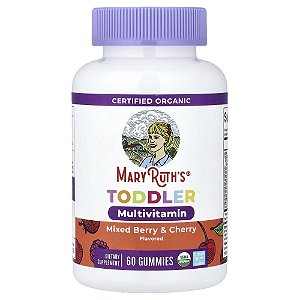 Gomas Multivitamínicas Orgânicas para Crianças Pequenas Frutos Silvestres Mistos e Cereja 100 mcg DFE 60 Gomas - MaryRuth's