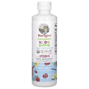Organic Infantil Multivitamínico Lipossomal 4–13 Anos Morango Cereja e Baunilha 450 ml - MaryRuth's