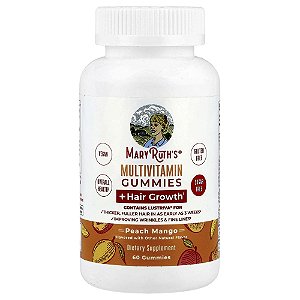 Gomas Multivitamínicas + Crescimento Capilar Pêssego e Manga 60 Gomas - MaryRuth's