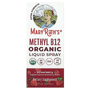 Spray Líquido de Metil Vitamina B12 Orgânico Morango 720 mcg 30 ml - MaryRuth's