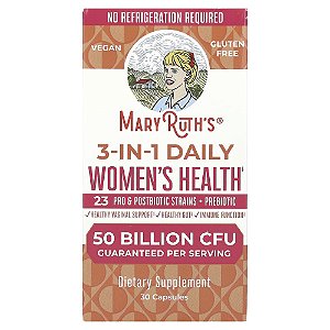 3-em-1 Saúde Feminina Diária 50 Bilhões de UFCs 30 Cápsulas - MaryRuth's