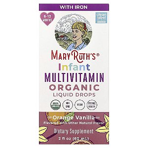 Multivitamínico Orgânico em Gotas para Bebês 6 a 12 Meses Laranja e Baunilha 60 ml - MaryRuth's