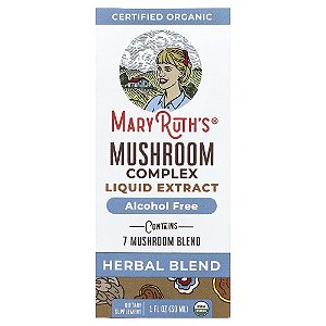 Extrato Líquido do Complexo de Cogumelos Orgânicos Sem Álcool 1200 mg 30 ml - MaryRuth's