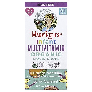 Multivitamínico Orgânico em Gotas para Bebês Sem Ferro 6 a 12 Meses Laranja e Baunilha 60 ml - MaryRuth's