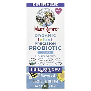 Probiótico de Precisão Infantil Orgânico Gotas Líquidas Recém-nascidos Sem Sabor 1 Bilhão de UFCs 8 ml - MaryRuth's