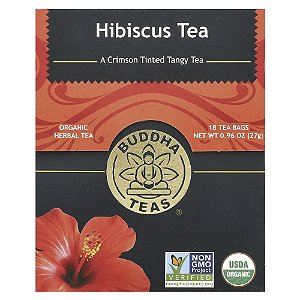 Chá Orgânico Hibisco Sem Cafeína 18 Sachês 27 g - Buddha Teas