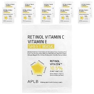 Máscara Facial de Beleza Retinol Vitamina C e Vitamina E 10 Folhas 25 ml - APLB