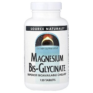Bis-Glicinato de Magnésio 120 Comprimidos - Source Naturals