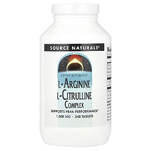 Complexo de L-Arginina e L-Citrulina 1.000 mg 240 Comprimidos - Source Naturals