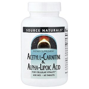 Acetil L-Carnitina e Ácido Alfa-Lipóico 60 Comprimidos - Source Naturals